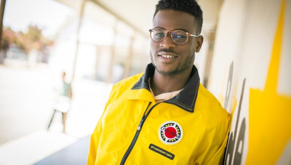 A City Year AmeriCorps member at school.