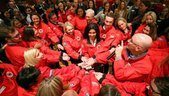 A group of City Year leaders bring it in for a spirit break.