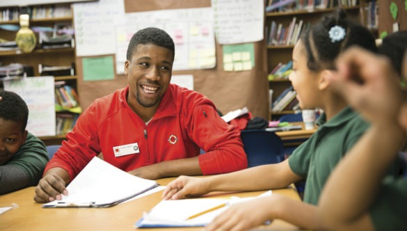 City Year Chicago member with students