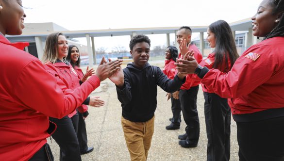 City Year Memphis morning greeting for students